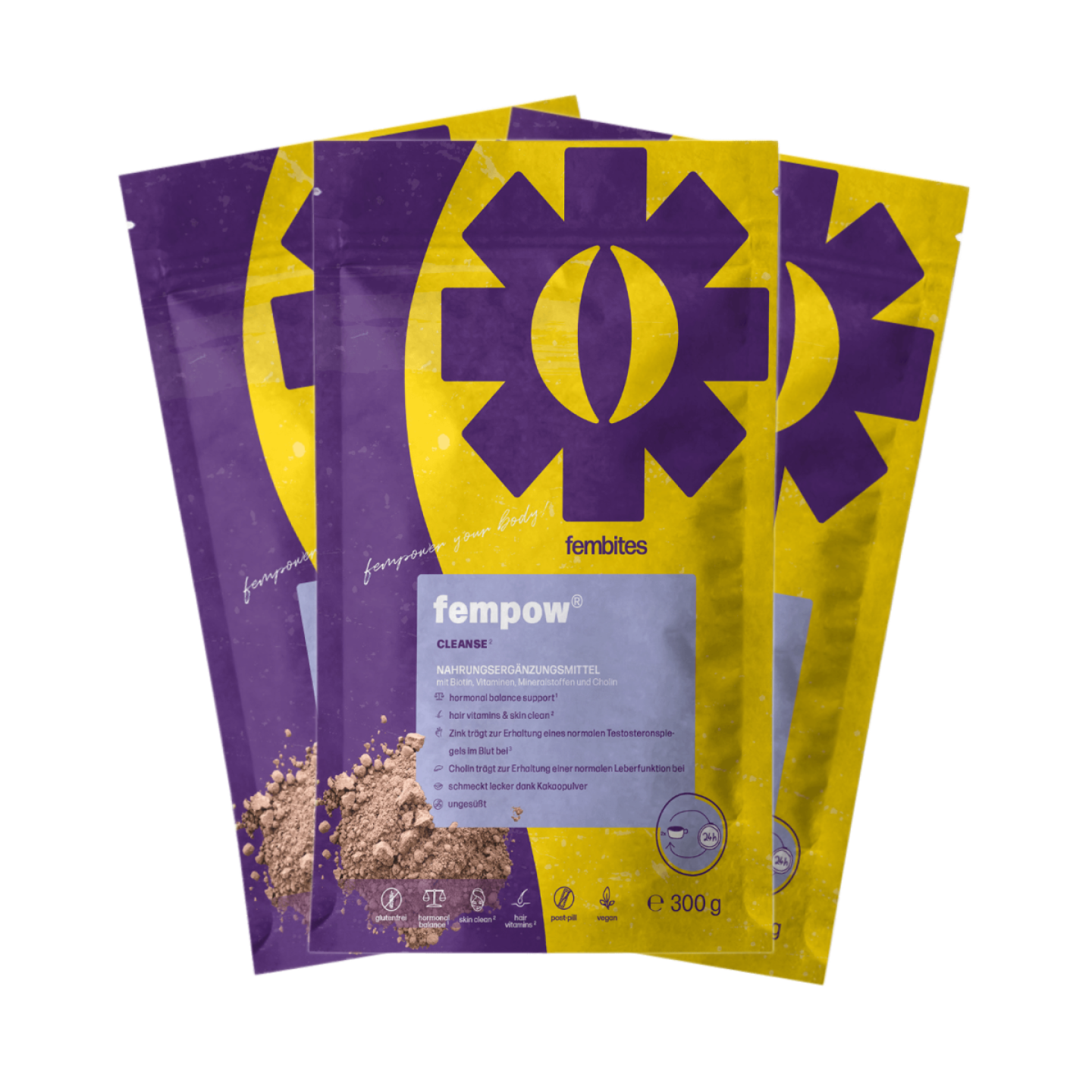3 Monate fempow® CLEANSE - mit Frauenmantelextrakt, Vitaminen, Zink und Cholin