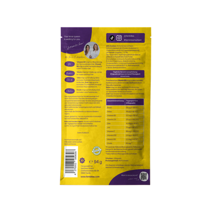 fembites femcaps CLEANSE Nahrungsergänzung bei hormonellem Haarausfall und Akne mit Frauenmantelextrakt, Vitaminen, Zink und Cholin